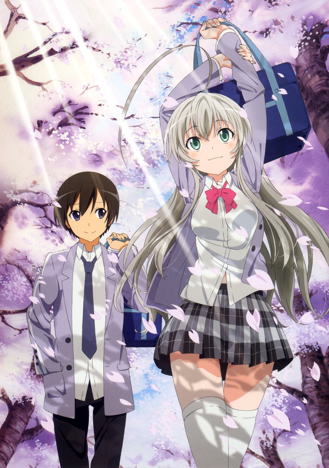haiyore!_nyaruko-san, nyaruko, seifuku, thighhighs, yasaka_mahiro