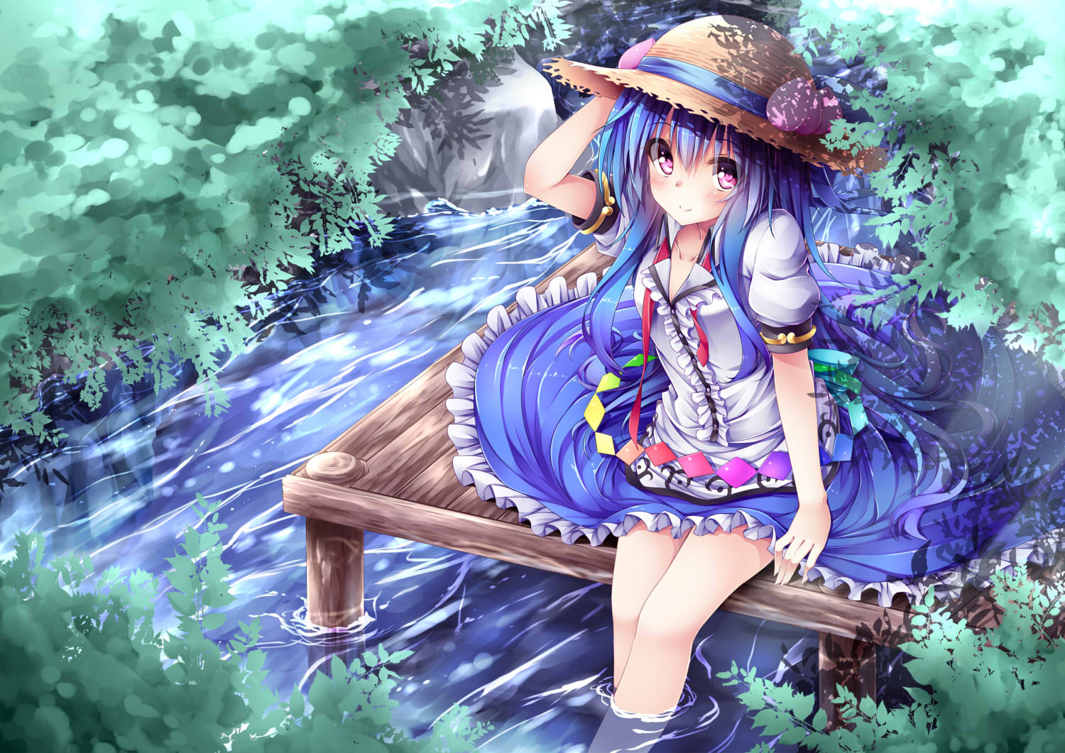 chabaneko, hinanawi_tenshi, jpeg_artifacts, touhou