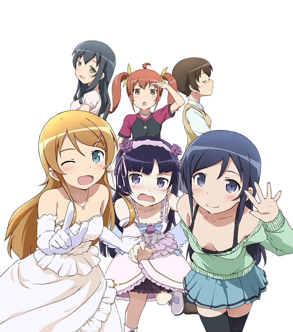 aragaki_ayase, cleavage, dress, gokou_ruri, gothic_lolita, kotobamaru, kousaka_kirino, kurusu_kanako