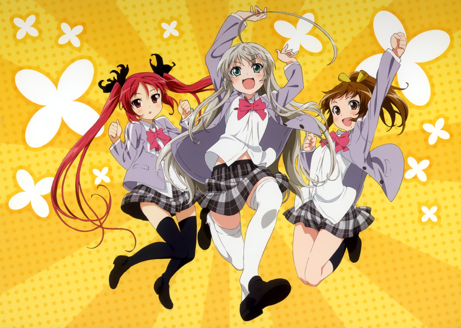 haiyore!_nyaruko-san, kurei_tamao, kuuko_(haiyore_nyaruko-san), nyaruko, seifuku, thighhighs