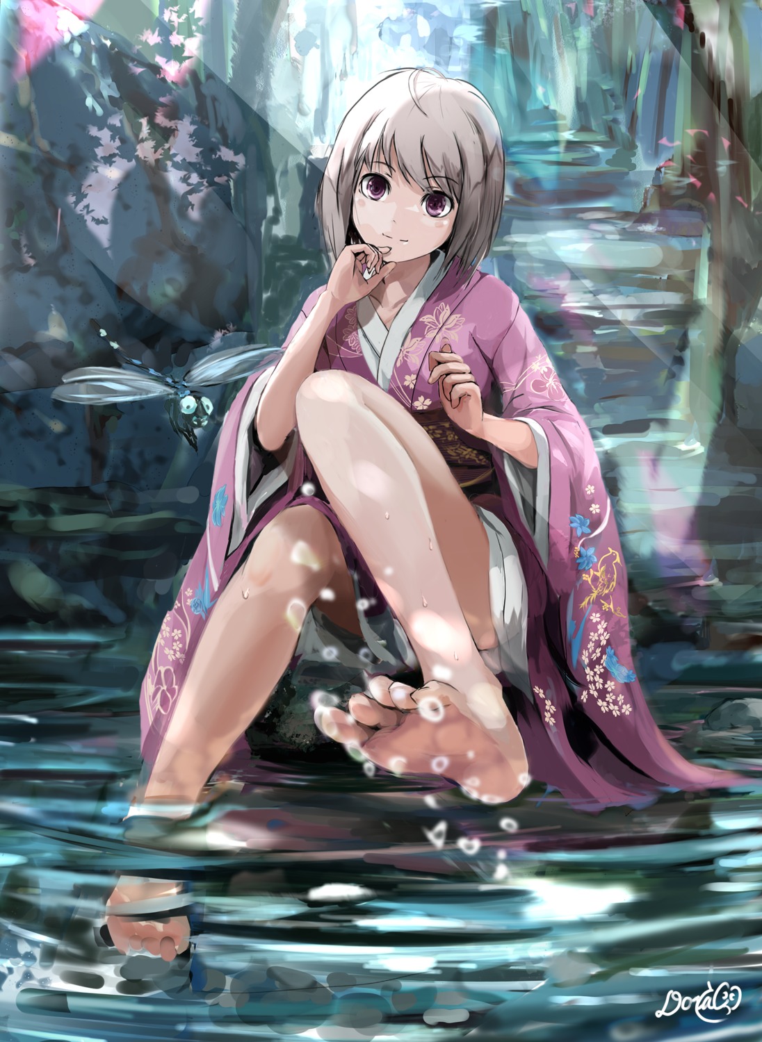 doraragi, feet, wet, yukata