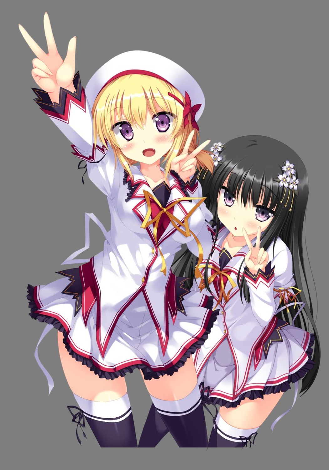 eufonie, ichikura_chiharu, koiken_otome, koiken_otome_revive, minato_shiho, seifuku, tateha, thighhighs, transparent_png
