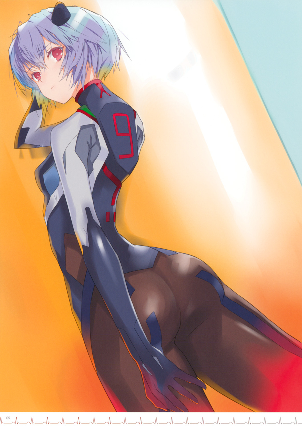 ass, ayanami_rei, bodysuit, fuyuno_haruaki, neon_genesis_evangelion