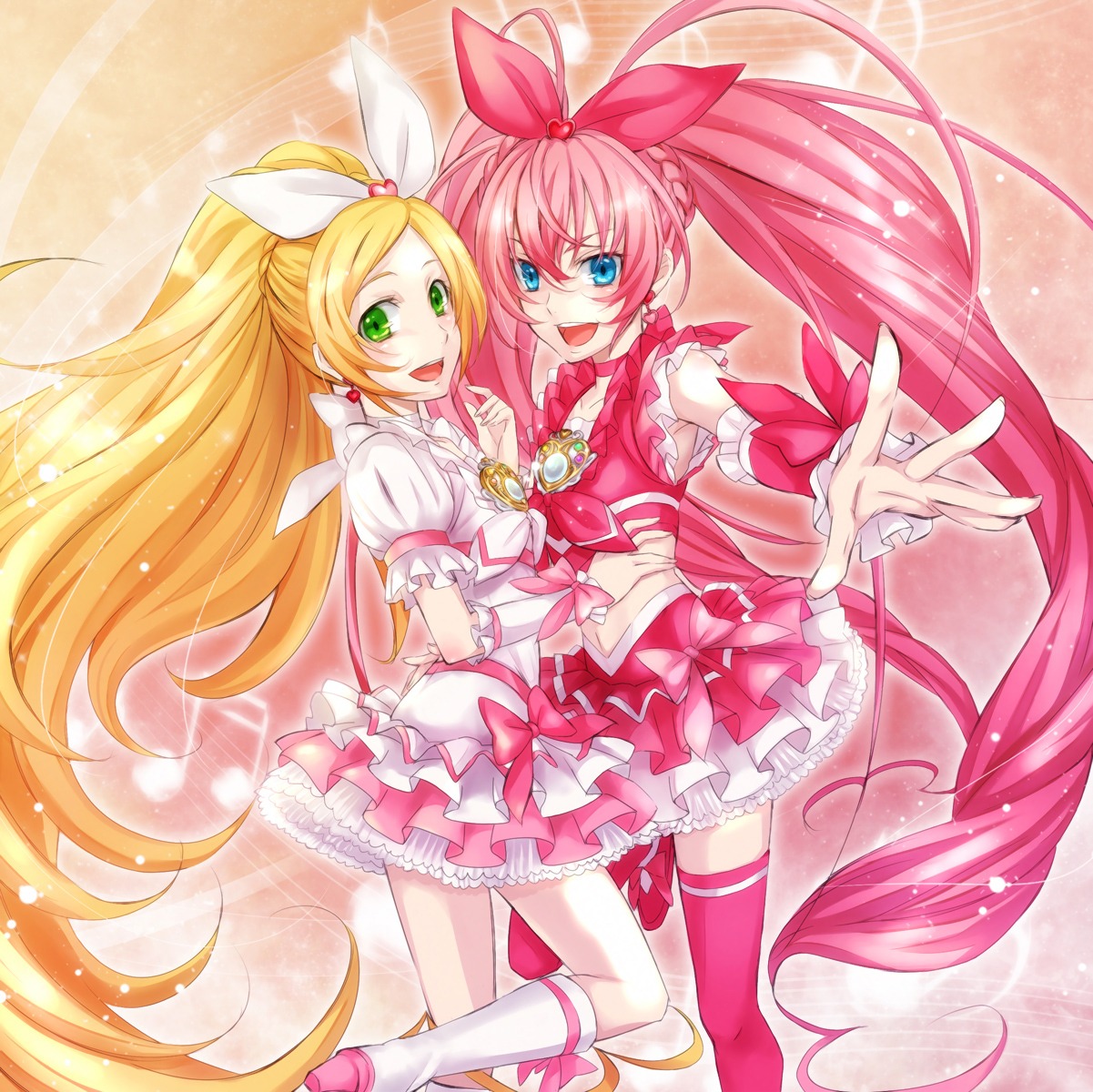 houjou_hibiki, minamino_kanade, precure, sakou_mochi, suite_precure, thighhighs
