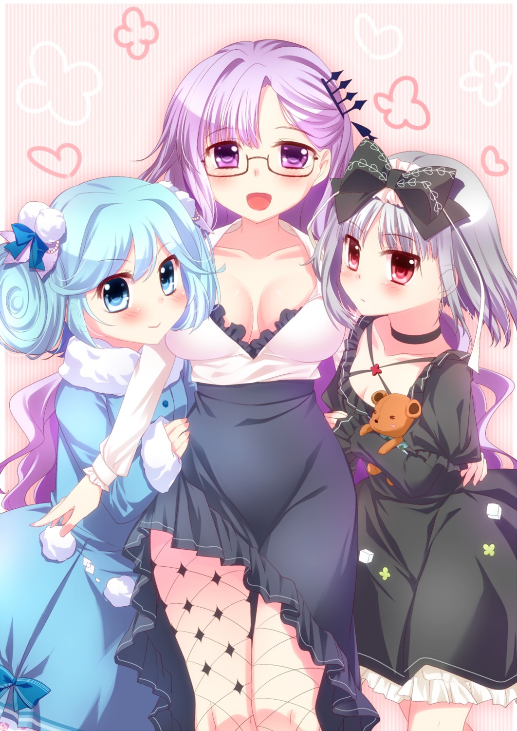 akari_(fantasista_doll), alfred, cleavage, dress, fantasista_doll, katia, madeleine_(fantasista_doll), megane