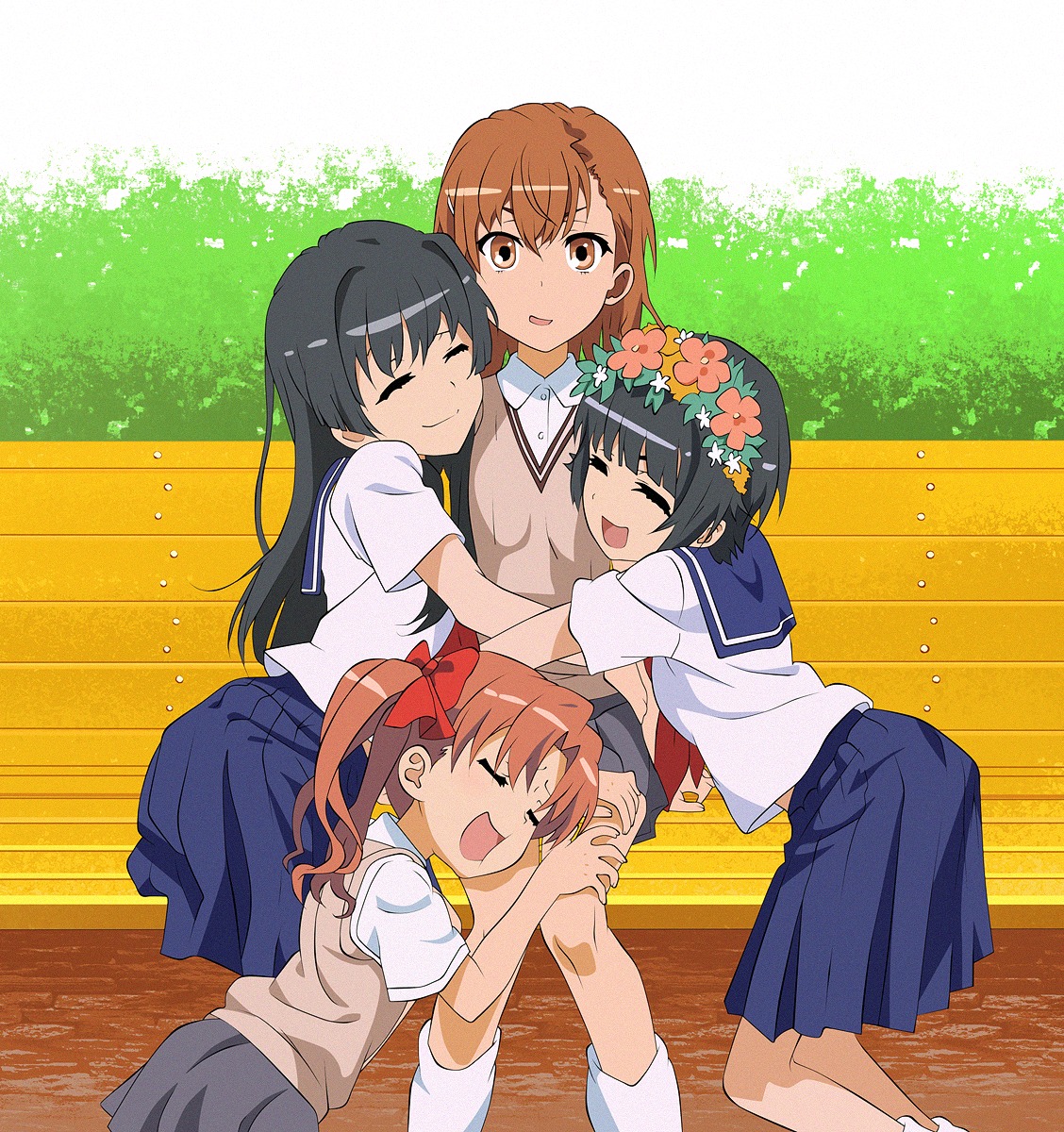 misaka_mikoto, saten_ruiko, seifuku, shima_(windows17), shirai_kuroko, toaru_kagaku_no_railgun, toaru_majutsu_no_index, uiharu_kazari, yuri