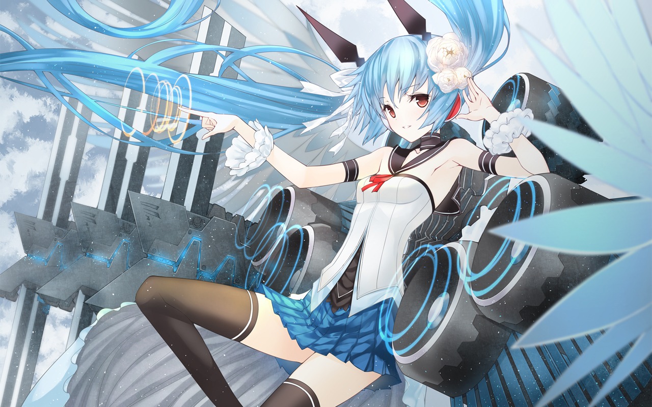 achunchun, thighhighs, wallpaper
