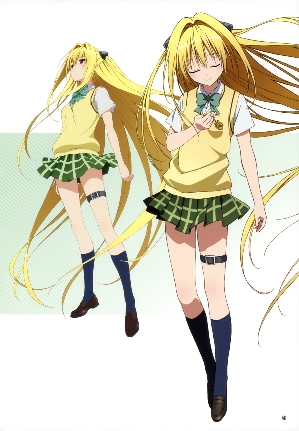 garter, konjiki_no_yami, oka_yuuichi, seifuku, skirt_lift, to_love_ru