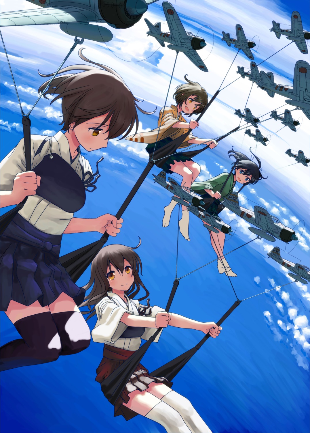 akagi_(kancolle), hiryuu_(kancolle), kaga_(kancolle), kantai_collection, mocha_(snowflake), souryuu_(kancolle)