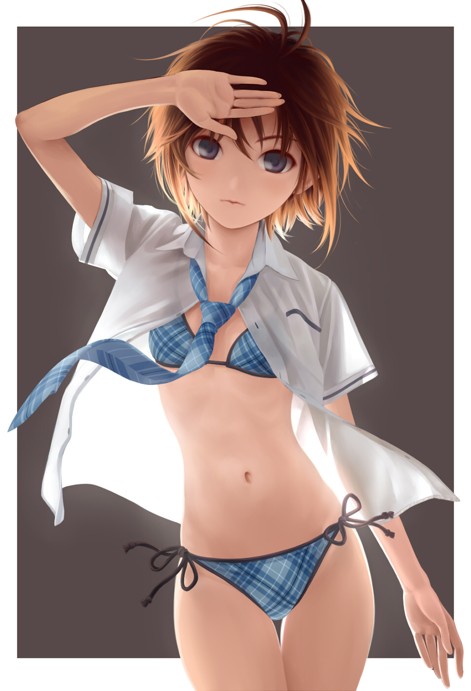 bikini, kikuchi_makoto, nekopuchi, open_shirt, swimsuits, the_idolm@ster