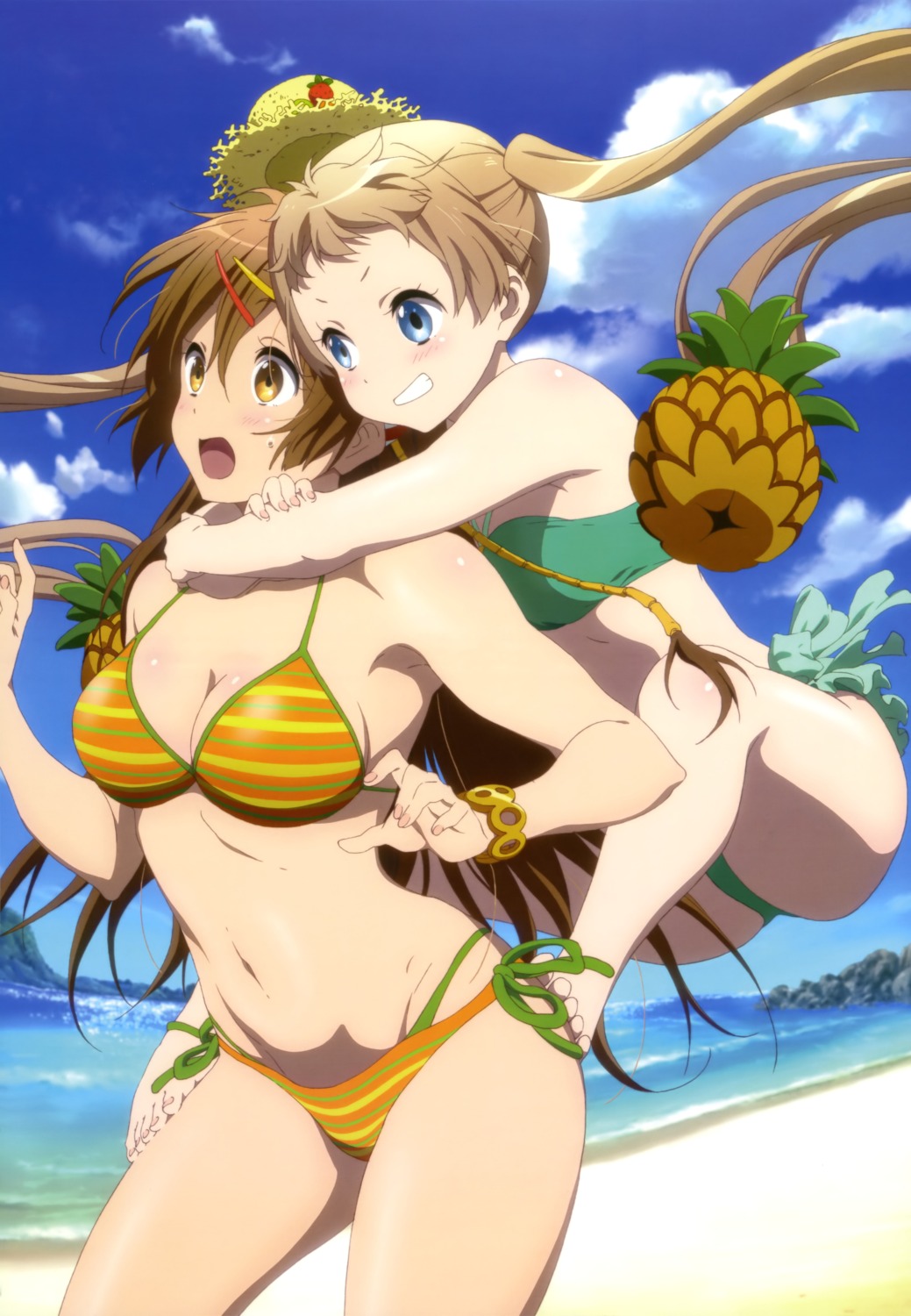 bikini, chuunibyou_demo_koi_ga_shitai!, cleavage, dekomori_sanae, nibutani_shinka, satou_tatsuya, swimsuits