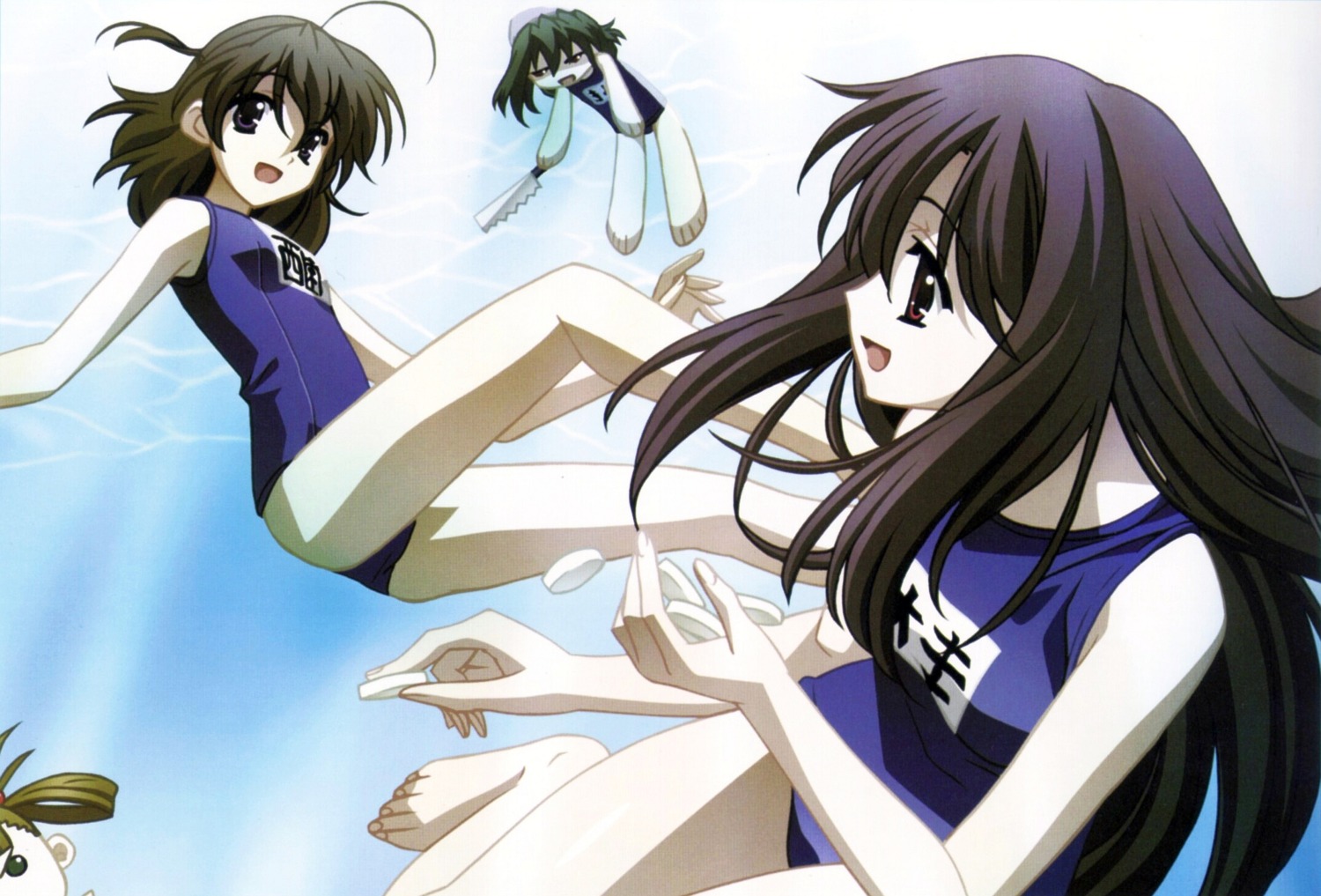 chibi, gotou_junji, katsura_kotonoha, kiyoura_setsuna, kuroda_hikari, saionji_sekai, school_days, school_swimsuit