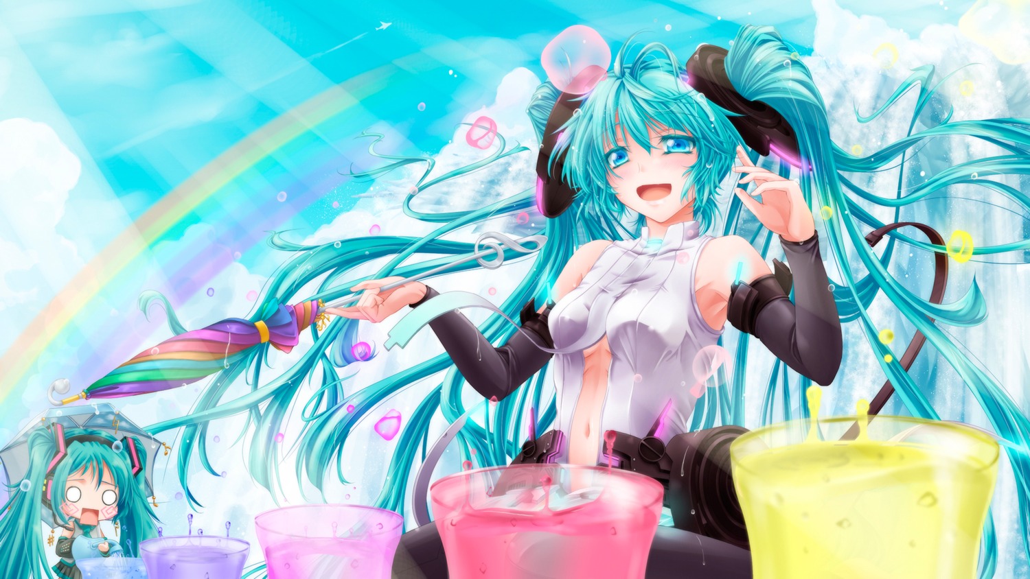 chibi, hachune_miku, hatsune_miku, miku_append, tsukineko, vocaloid, wallpaper