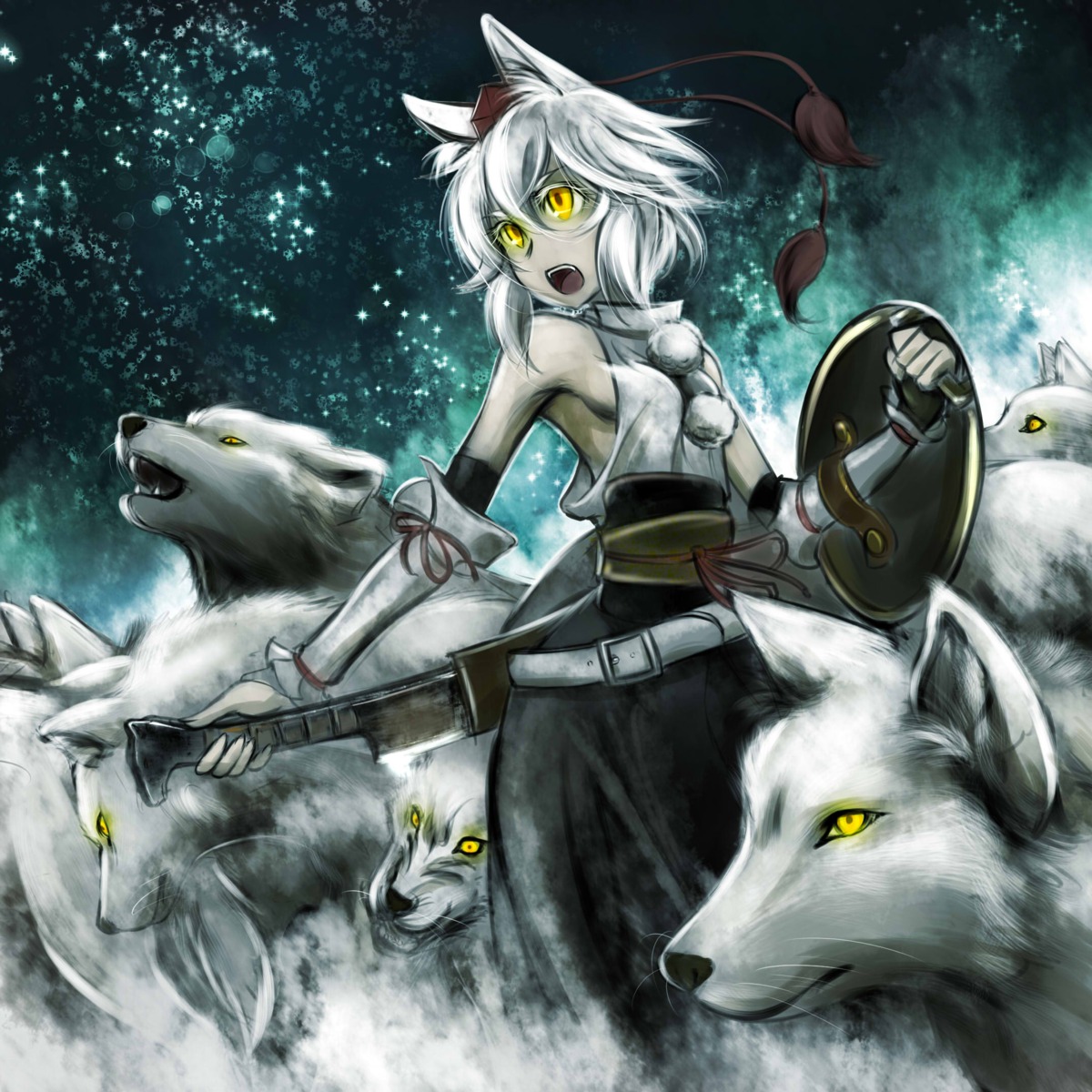 animal_ears, inubashiri_momiji, kouji_oota, sword, tail, touhou