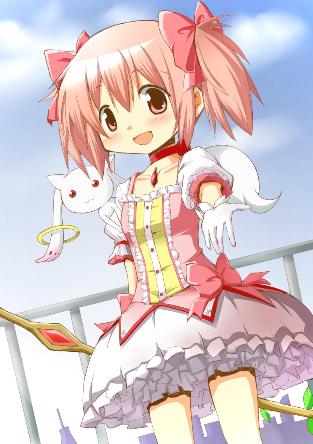 kaname_madoka, kyubey, mahou_shoujo_madoka_magica, tsubaki_(tatajd)
