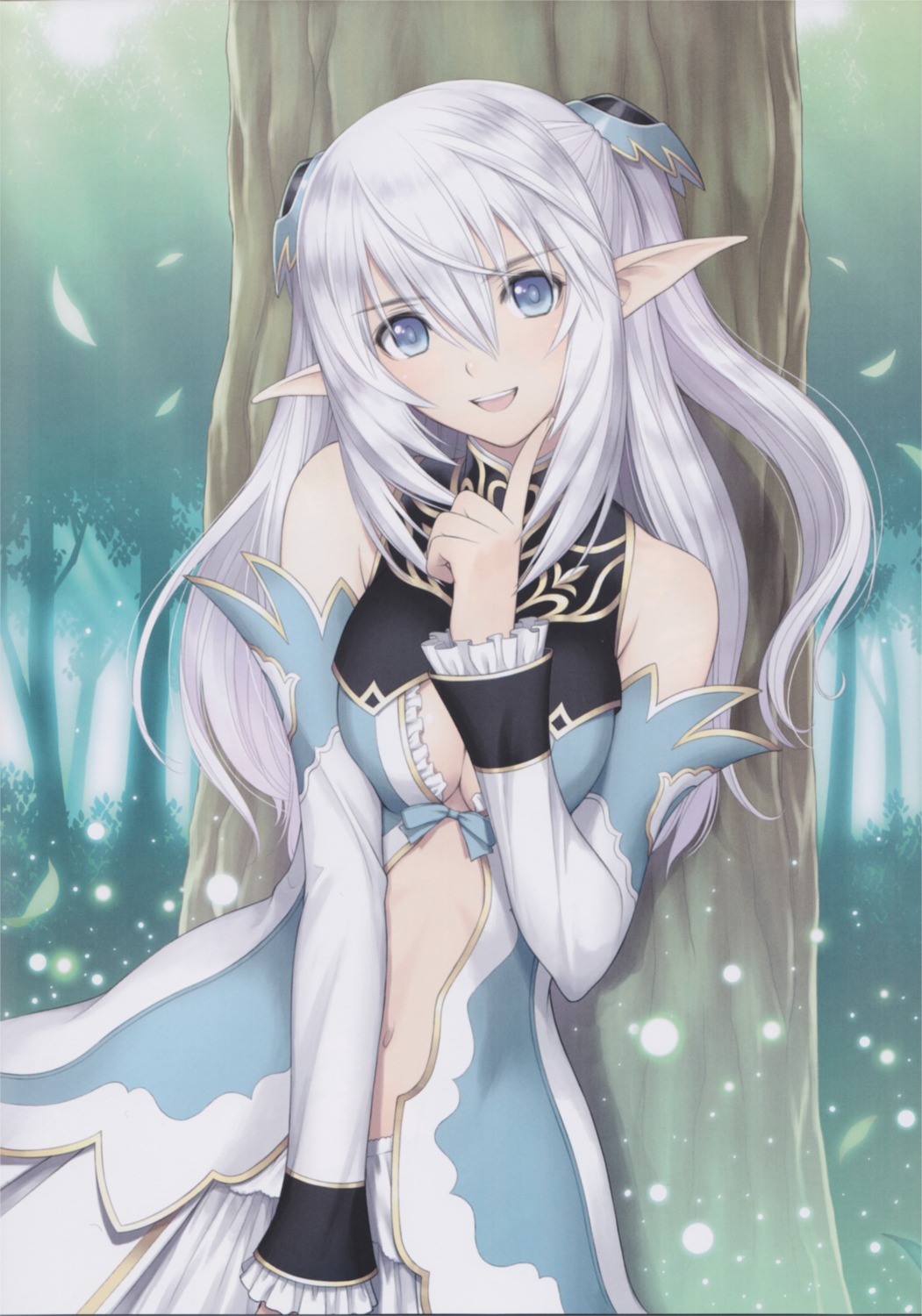 altina_mhe-re_sylphith, cleavage, dress, elf, no_bra, pointy_ears, scanning_artifacts, sega, shining_blade, shining_world, tony_taka