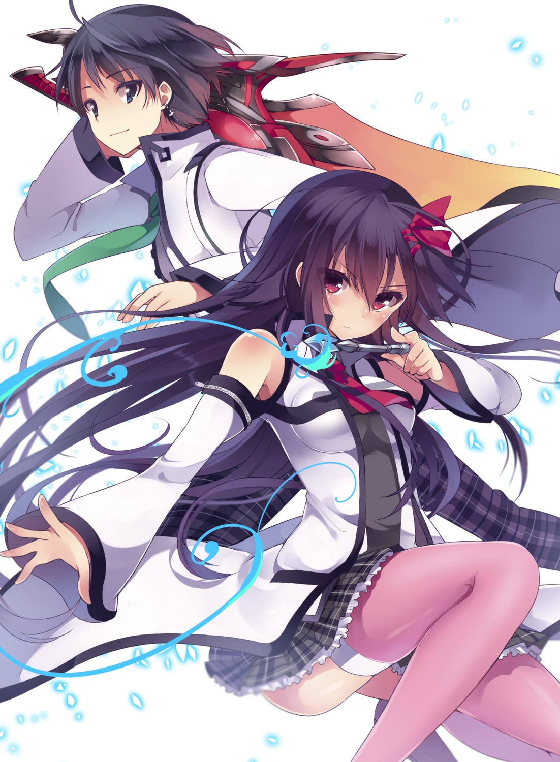 mishima_kurone, next_heaven, seifuku, sword, thighhighs, weapon