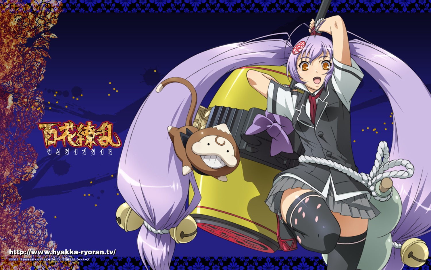 hyakka_ryouran_samurai_girls, naoe_kanetsugu, naoe_kanetsugu_(hyakka_ryouran), thighhighs, wallpaper