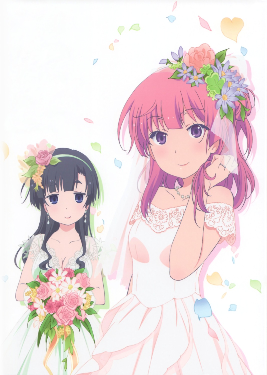 akishino_himeka, dress, fuyuumi_ai, ore_no_kanojo_to_osananajimi_ga_shuraba_sugiru, wedding_dress