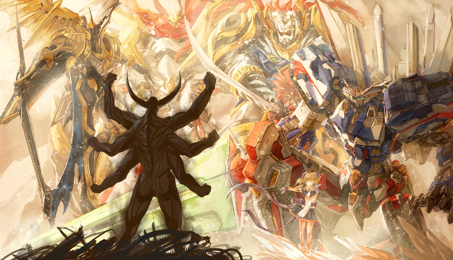 archlich, horns, mecha, monster, super_robot_wars, sword