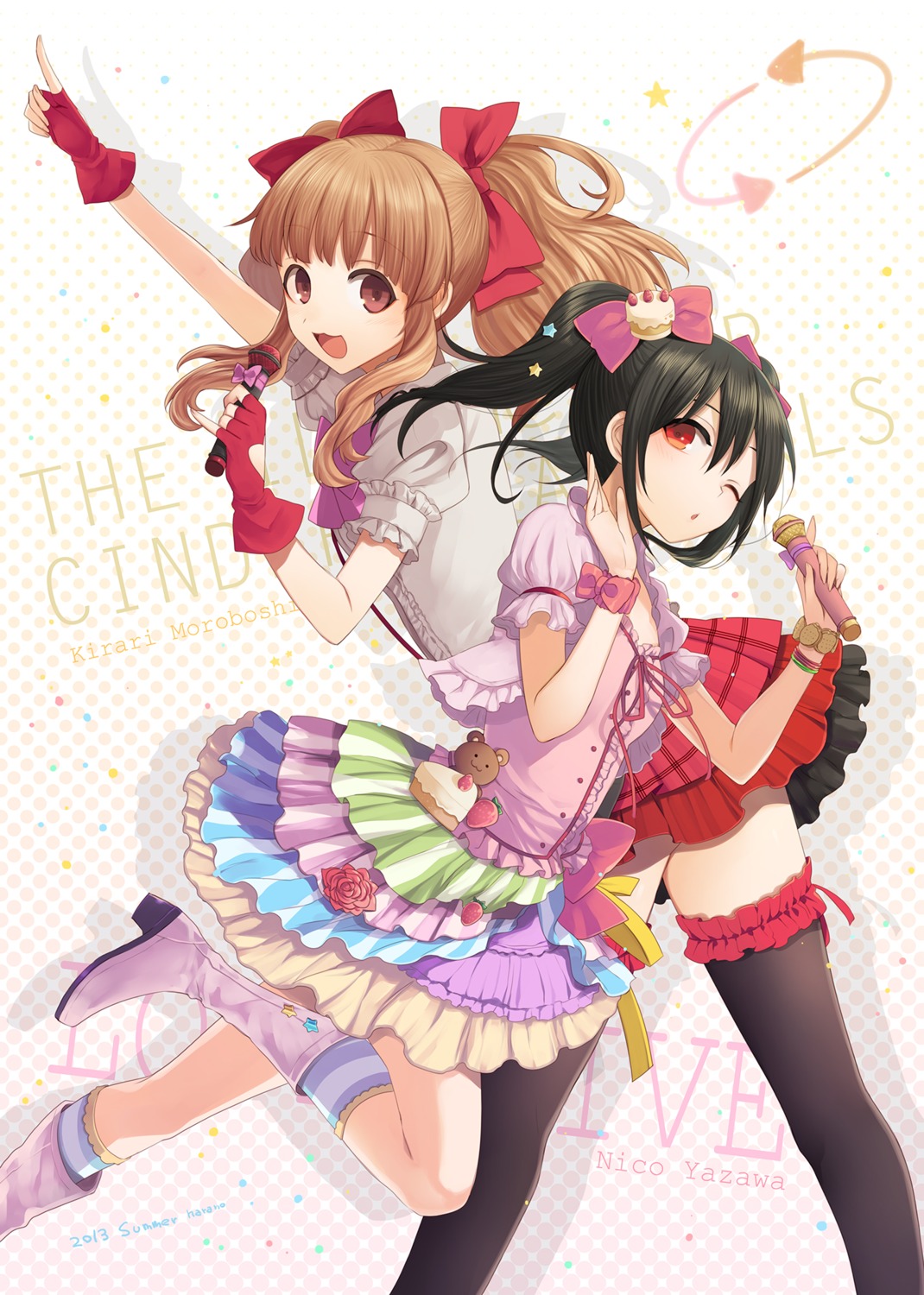 cosplay, harano, love_live!, love_live!_(series), moroboshi_kirari, the_idolm@ster, the_idolm@ster_cinderella_girls, thighhighs, yazawa_nico