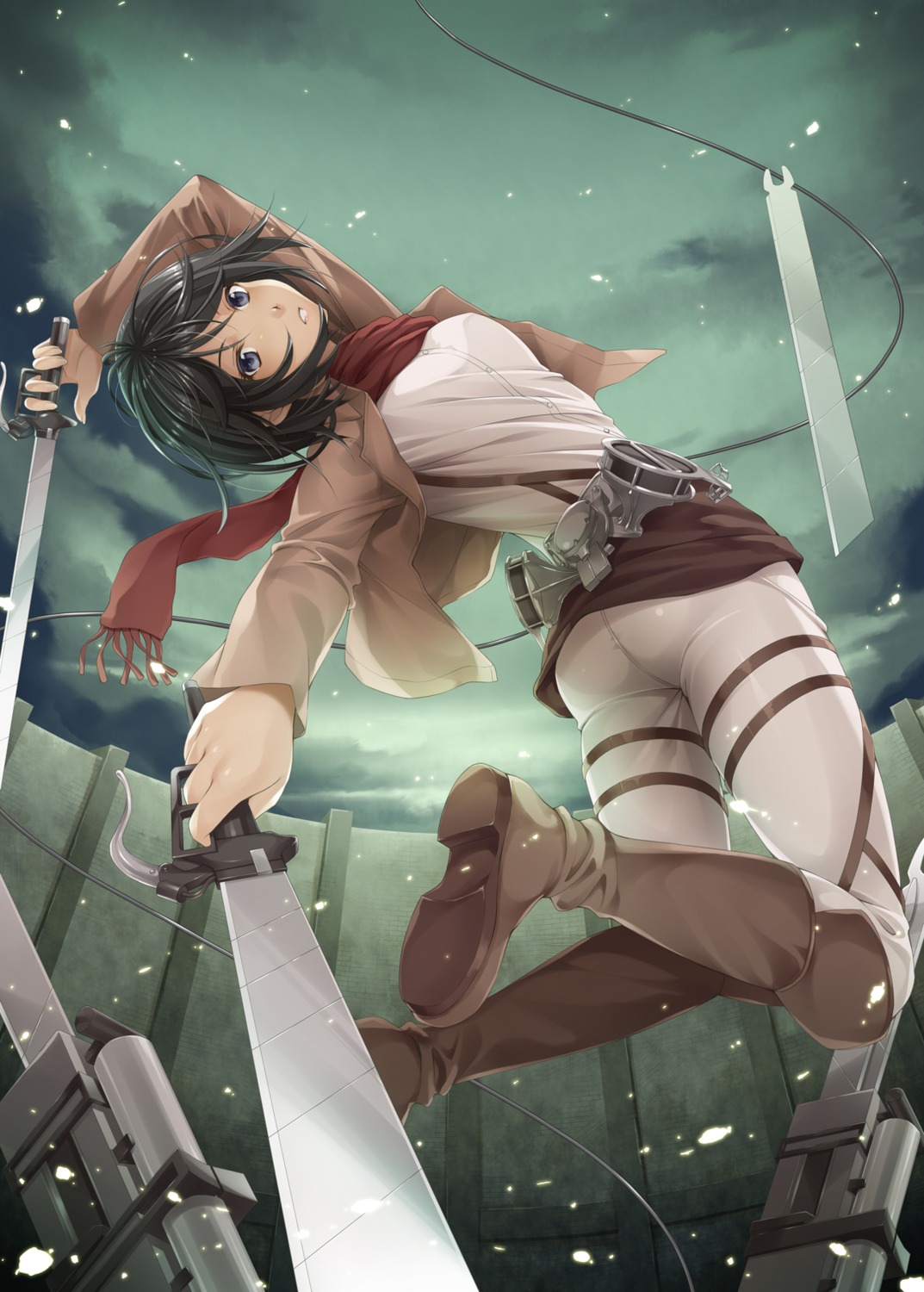 kurakino_itsunori, mikasa_ackerman, shingeki_no_kyojin, sword, uniform