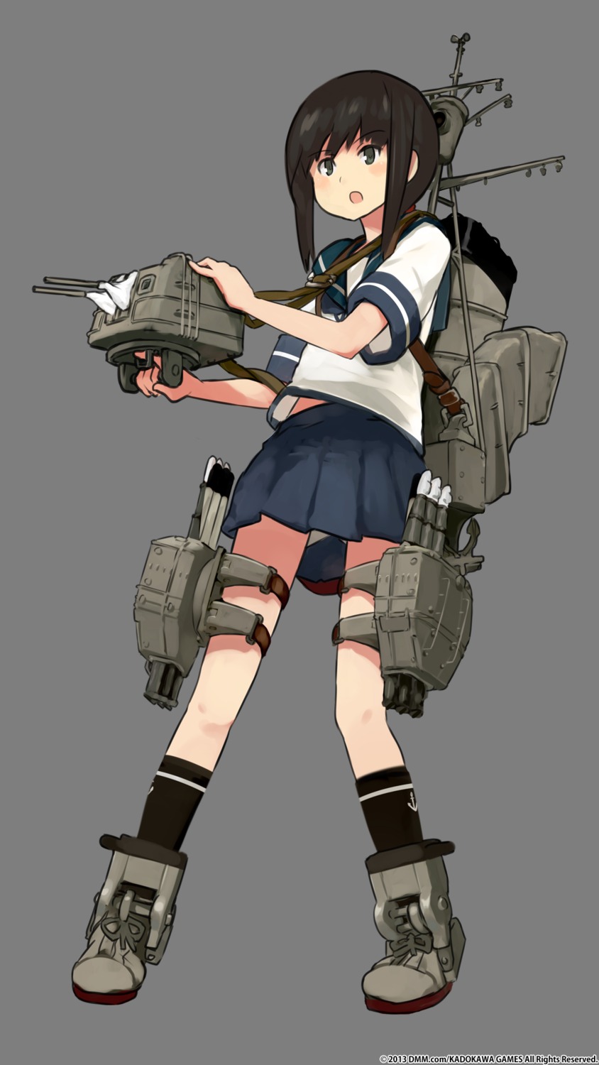 fubuki_(kancolle), kantai_collection, seifuku, shibafu, transparent_png, weapon