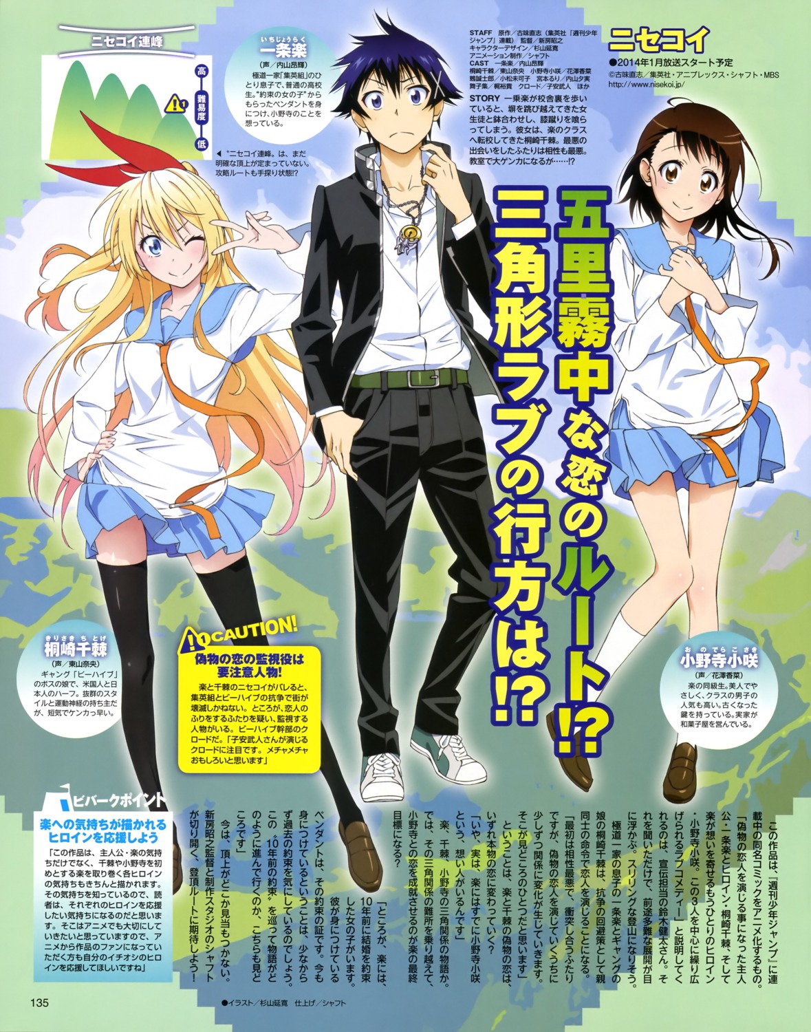 ichijou_raku, kirisaki_chitoge, nisekoi, onodera_kosaki, seifuku, sugiyama_nobuhiro