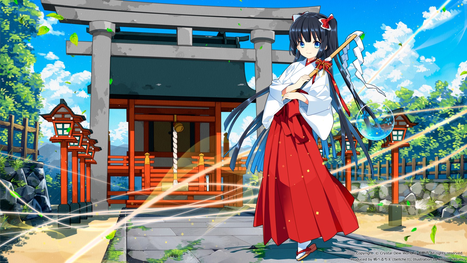 crystal_dew_world, kirino_kasumu, miko, suishou_shizuku