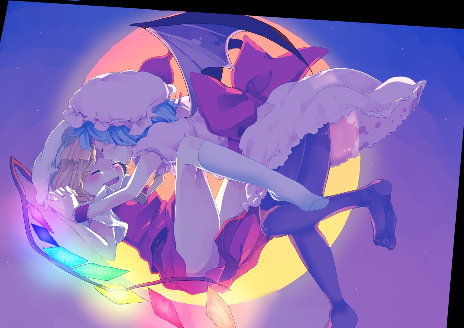 clover_(lapis_lazure), flandre_scarlet, pantyhose, remilia_scarlet, touhou, wings, yuri
