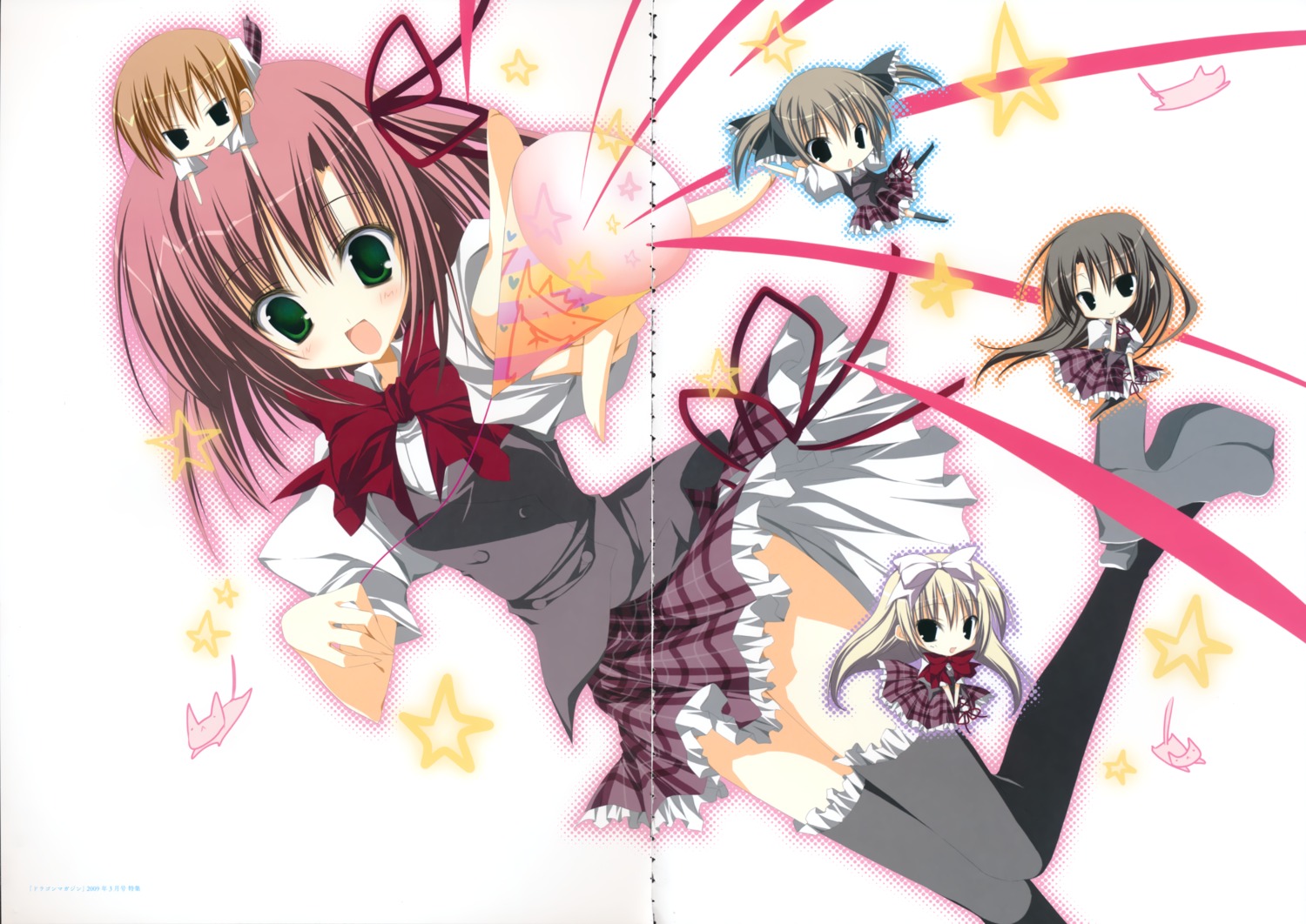akaba_chizuru, chibi, crease, inugami_kira, sakurano_kurimu, seifuku, seitokai_no_ichizon, shiina_mafuyu