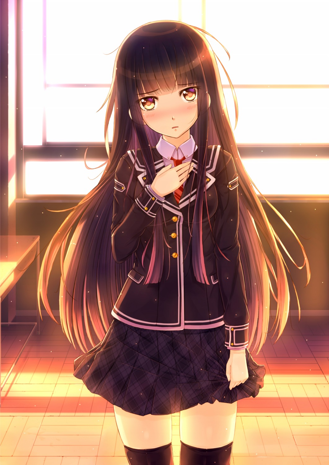 kazeno, seifuku, thighhighs