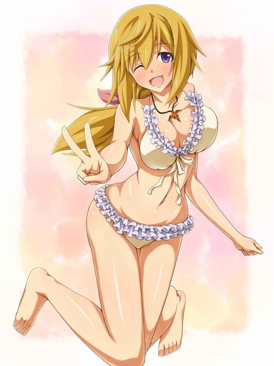 bikini, charlotte_dunois, cleavage, infinite_stratos, mei_ichi, swimsuits