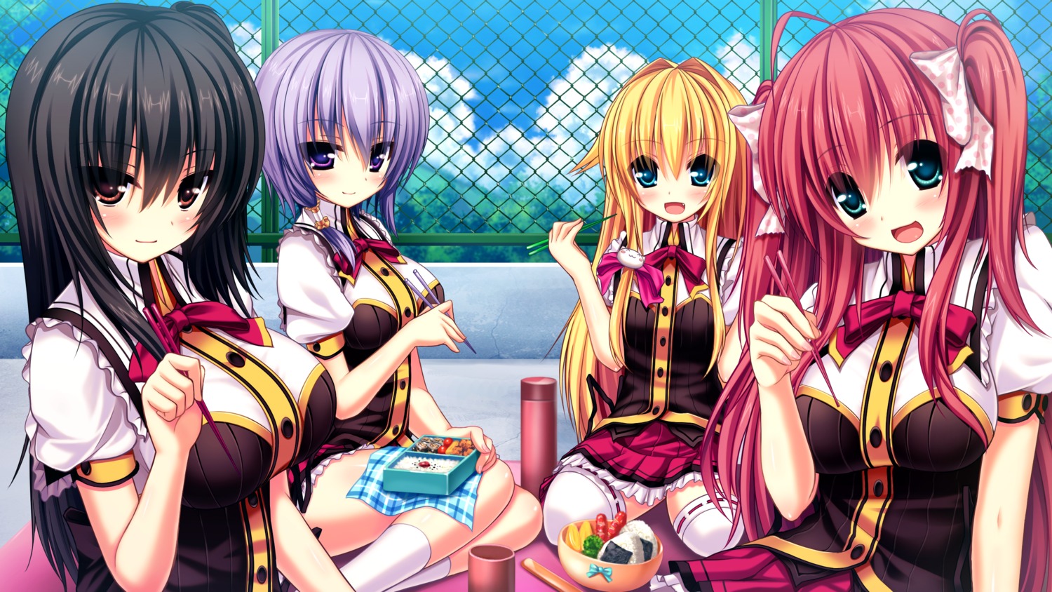 game_cg, meia_kräuselung_hakuhou, namaiki_delation, natsushima_misaki, nishimura_shiori, seifuku, shinkai_nagisa, syroh, thighhighs