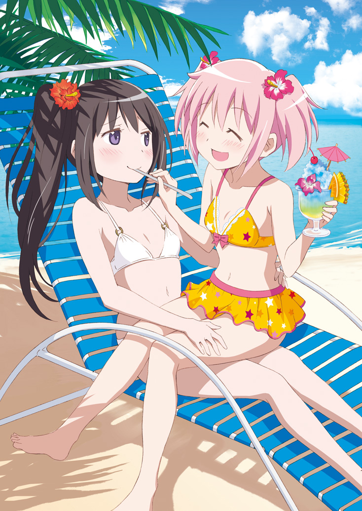 akemi_homura, ayukko, bikini, kaname_madoka, mahou_shoujo_madoka_magica, swimsuits, yuri