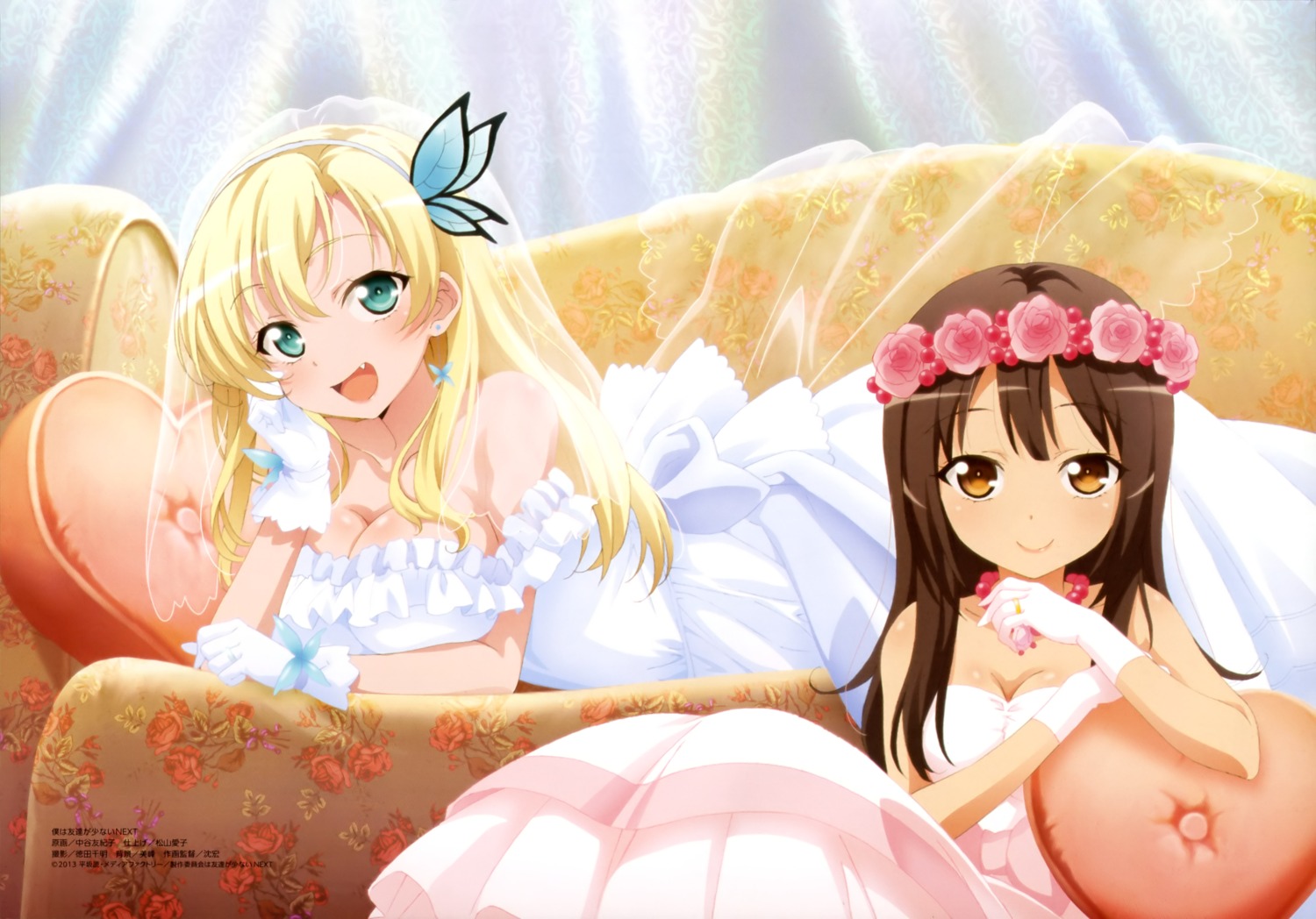 boku_wa_tomodachi_ga_sukunai, boku_wa_tomodachi_ga_sukunai_next, cleavage, dress, kashiwazaki_sena, nakatani_yukiko, shiguma_rika, wedding_dress