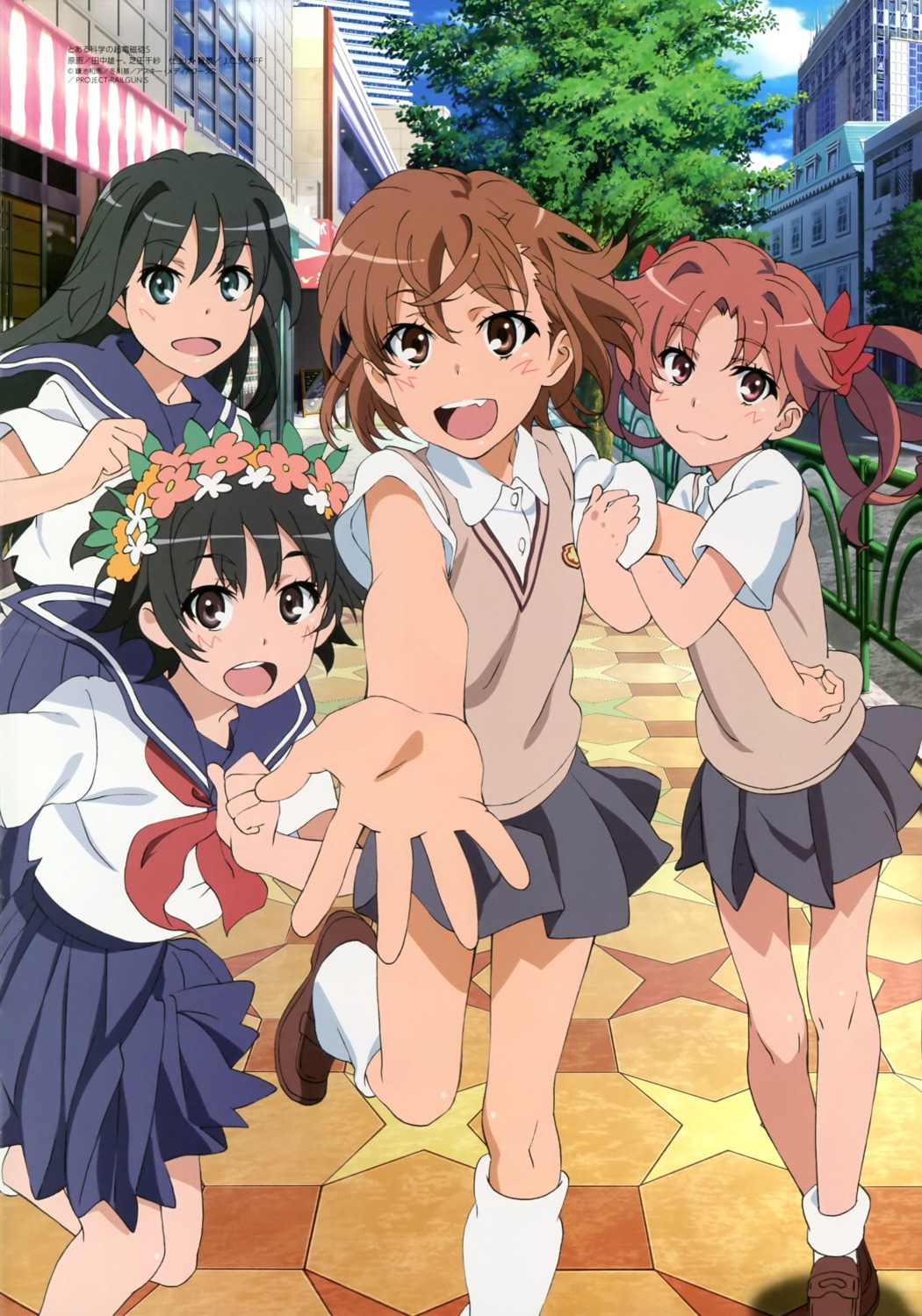 misaka_mikoto, saten_ruiko, seifuku, shibata_chisa, shirai_kuroko, tanaka_yuuichi, toaru_kagaku_no_railgun, toaru_majutsu_no_index, uiharu_kazari