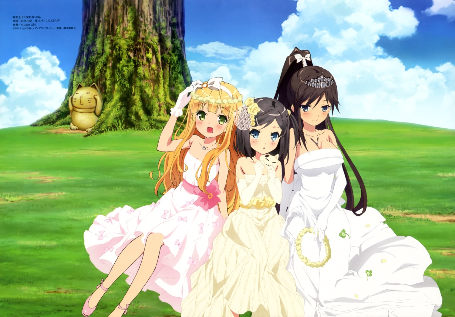 azuki_azusa, dress, hentai_ouji_to_warawanai_neko, imoto_yuki, tsutsukakushi_tsukiko, tsutsukakushi_tsukushi, wedding_dress