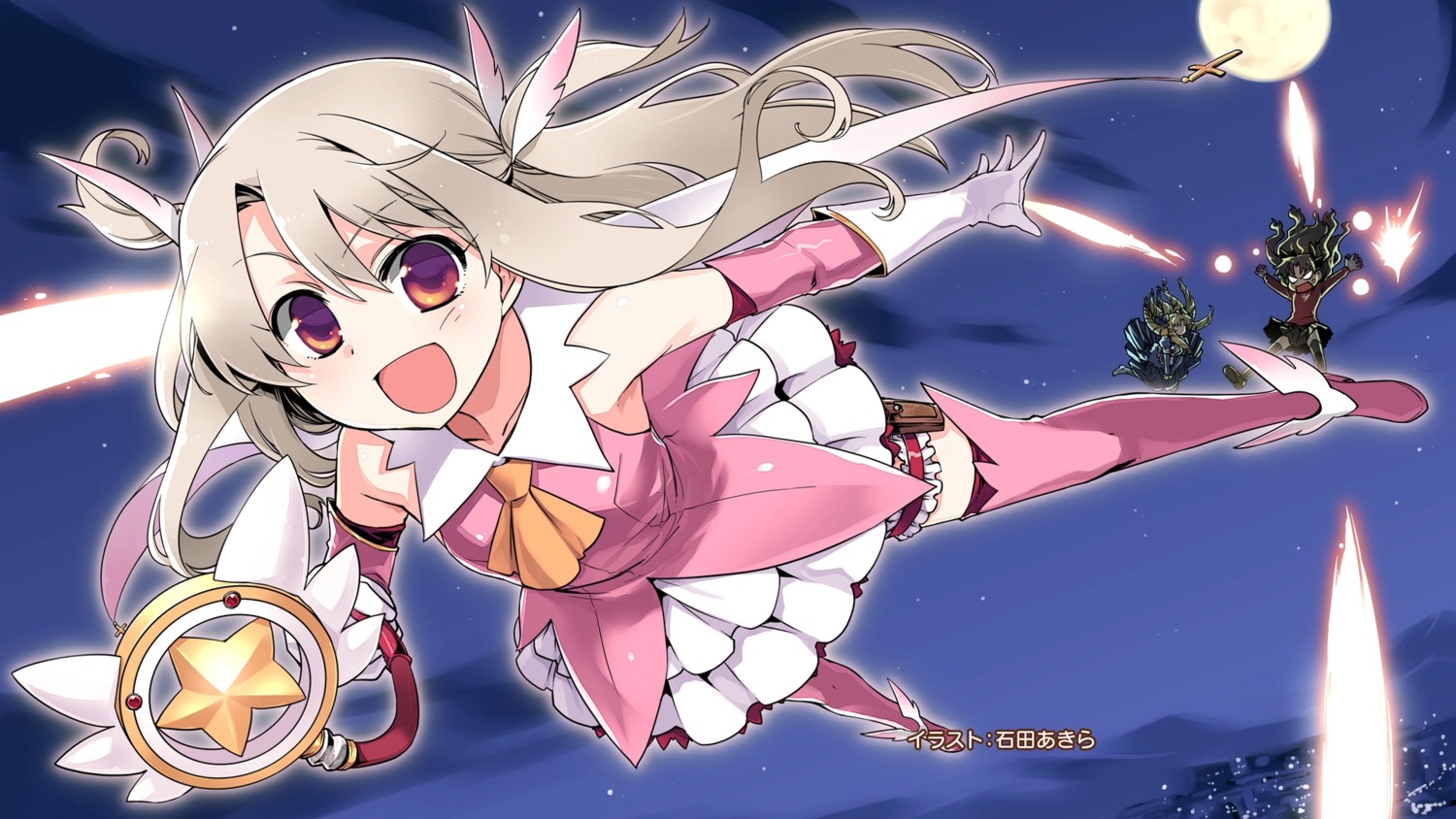 endcard, fate/kaleid_liner_prisma_illya, fate/stay_night, garter, illyasviel_von_einzbern, ishida_akira, luviagelita_edelfelt, thighhighs