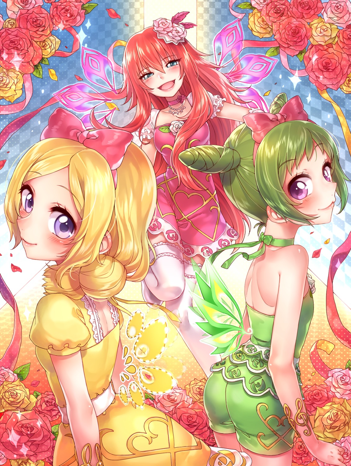morizono_wakana, pretty_rhythm, pretty_rhythm:_rainbow_live, pretty_series, renjouji_bell, rojiko, takanashi_otoha, thighhighs