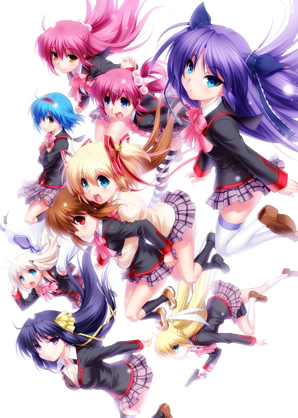 cleavage, futaki_kanata, gun, kamikita_komari, kurugaya_yuiko, little_busters!, natsume_rin, nishizono_mio