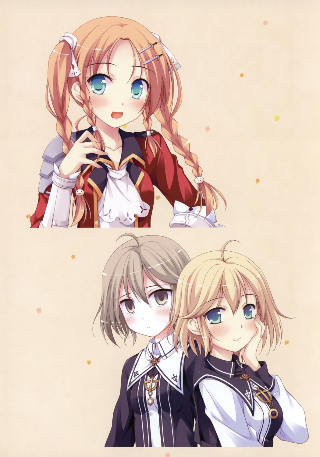 armor, dress, hatano_ririko, ko~cha, saimon_eclair, saimon_misumi, windmill_oasis, witch's_garden