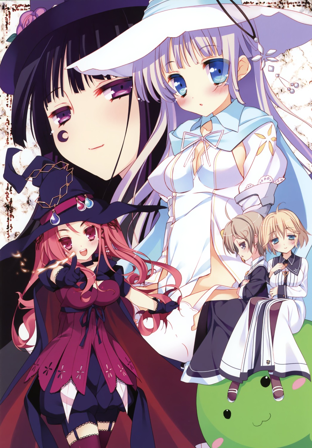 arikawa_satoru, dress, hinomiya_ayari, saimon_eclair, saimon_misumi, windmill_oasis, witch, witch's_garden