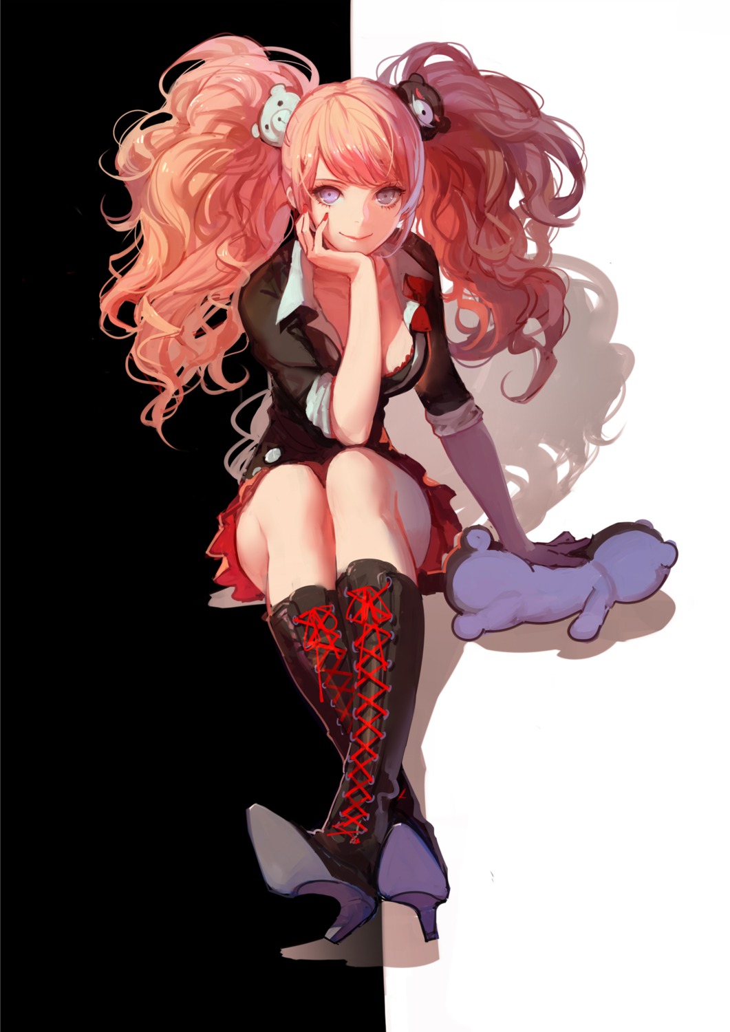 asukaziye, dangan-ronpa, enoshima_junko, heels, monokuma