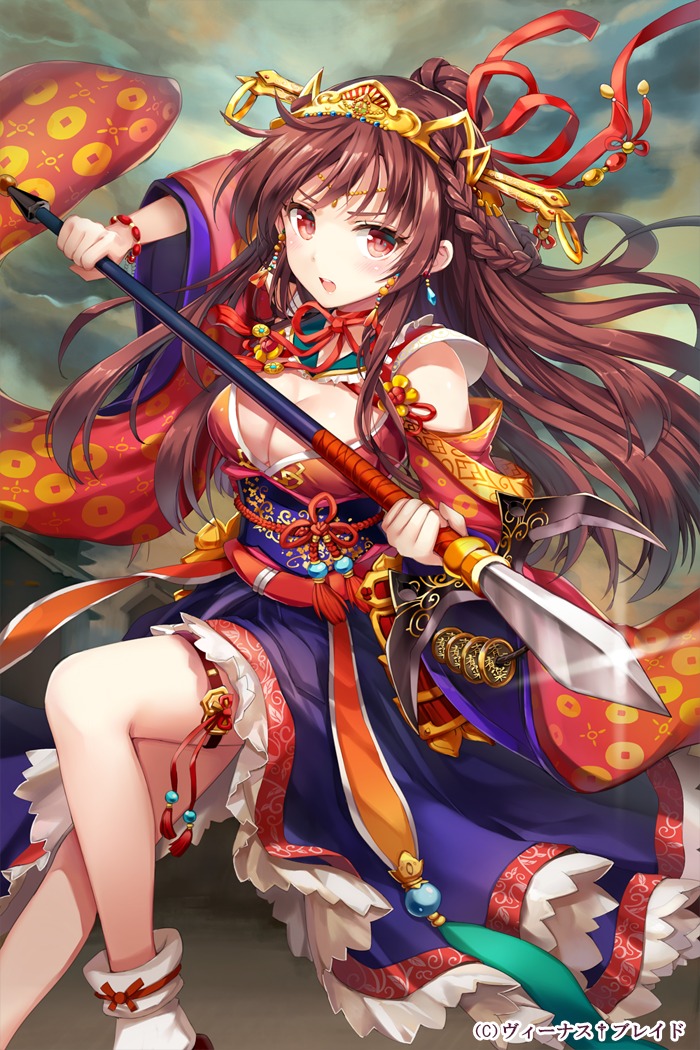 cleavage, kimono, momoko_(momopoco), venus_blade, weapon