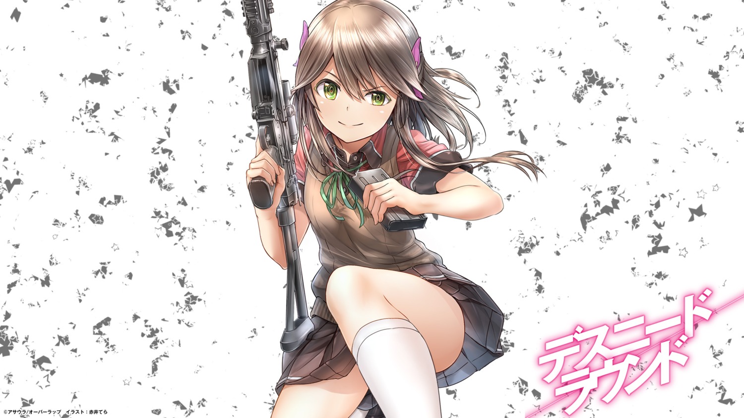 akaitera, gun, seifuku, wallpaper
