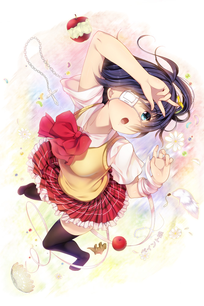 chuunibyou_demo_koi_ga_shitai!, eyepatch, paint_musume, seifuku, takanashi_rikka, thighhighs