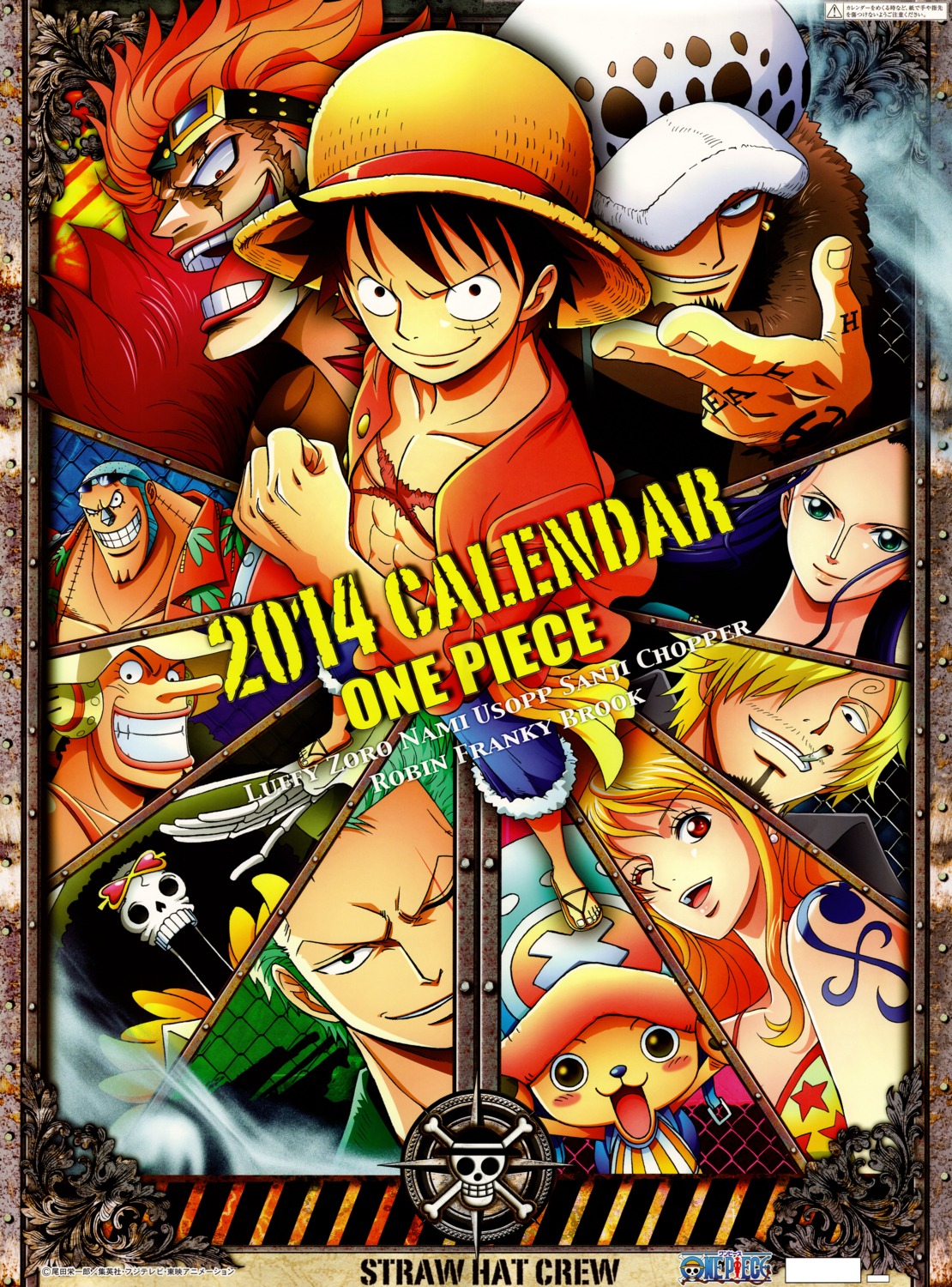 brook, calendar, eustass_kid, franky, monkey_d_luffy, nami, nico_robin, one_piece