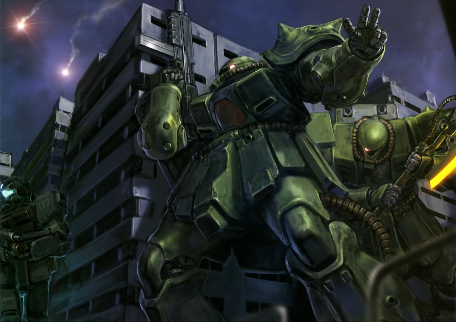 gundam, gundam_0080, mecha, ms-06_zaku_ii