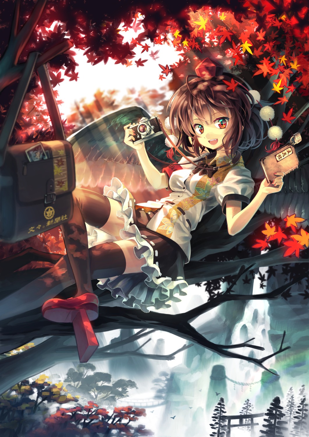 orita_enpitsu, shameimaru_aya, thighhighs, touhou